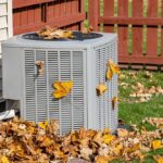 Dirty,Air,Conditioning,Unit,Covered,In,Leaves,During,Autumn.,Home