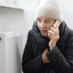 Portrait,Of,Stressed,Brunette,Woman,In,Winter,Coat,And,Woolen